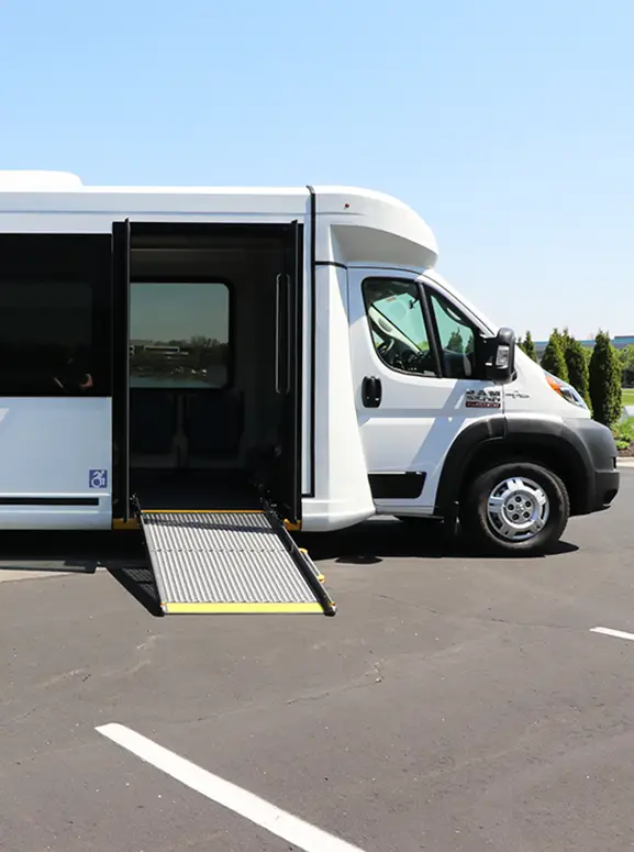 Handicap accessible vehicles in Phoenix white wheelchair accessible bus